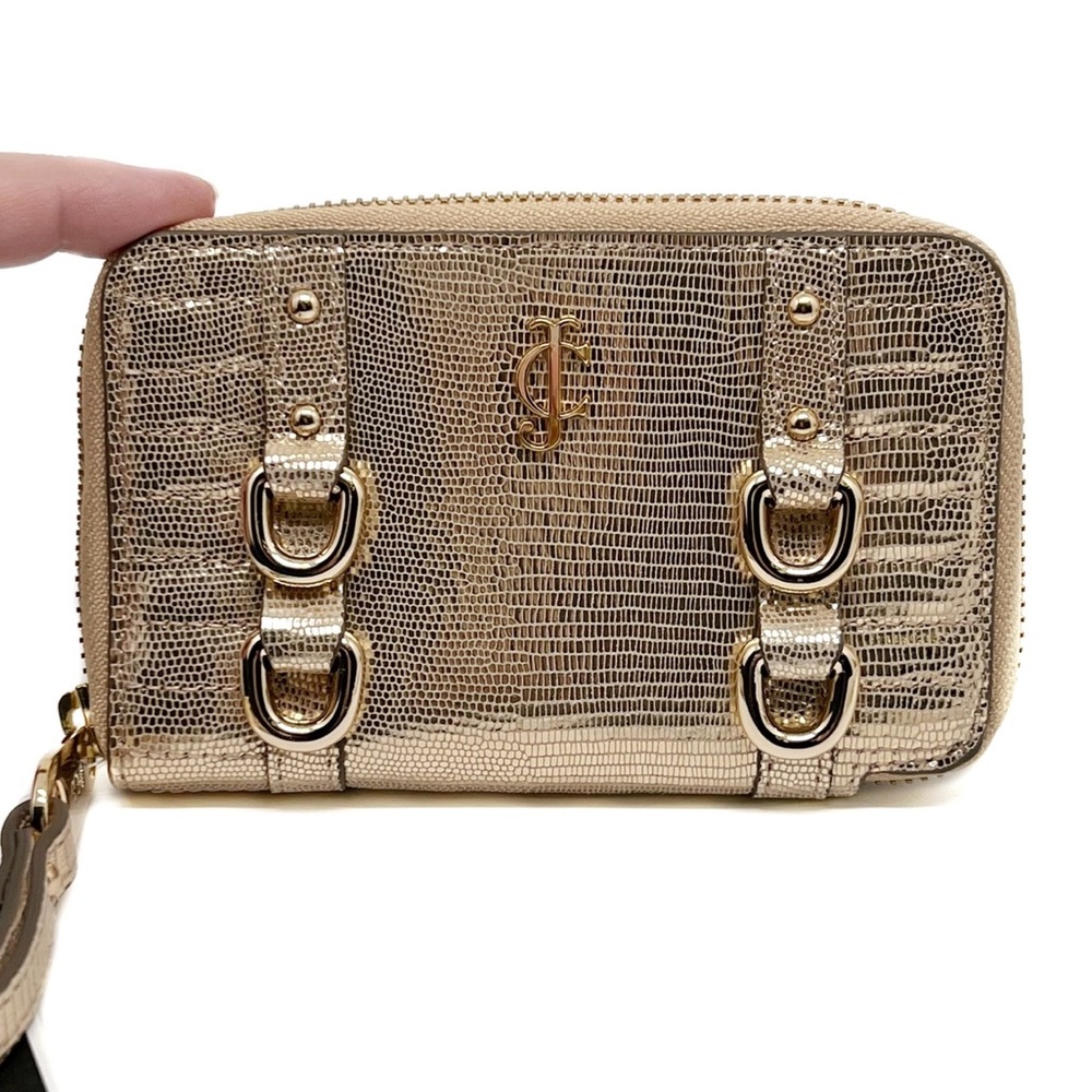Juicy Couture Wristlet Wallet Dylan Tech Wallet Metallic Gold Phone Case…